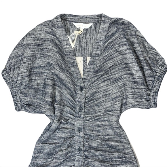 Soft Joie V-Neck  Short Sleeve Alora Ruched Button-Front Mini Dress Petite NWT - Picture 4 of 15